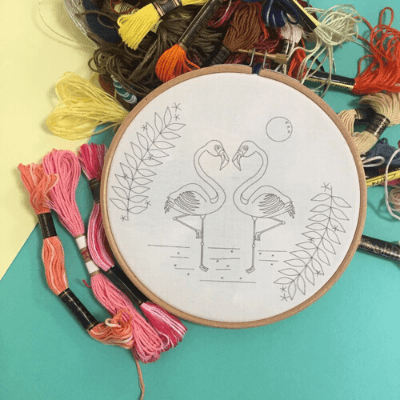 Flamingo Embroidery Print Sew Confident
