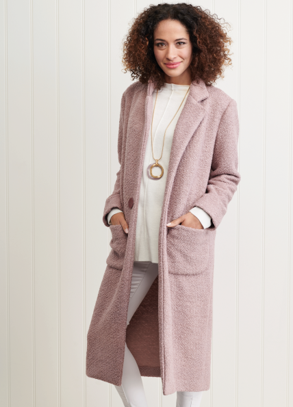 bouclé coat pink