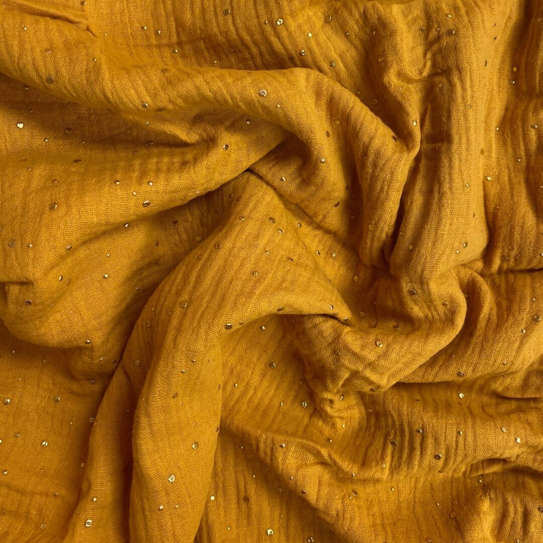 Gold Speckled Double Gauze Ochre 2M REMNANT Sew Confident