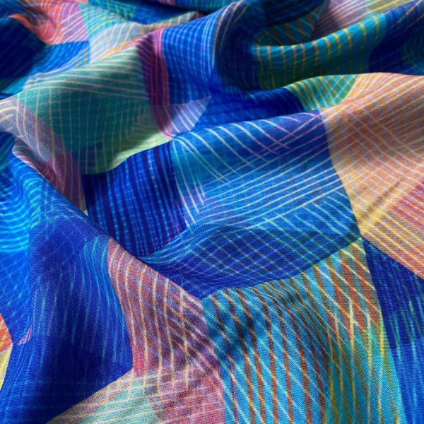 Chroma Blue Rayon Fabric | Rachel Parker | 1.5m REMNANT - Image 2