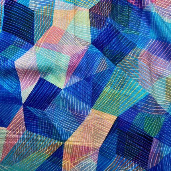 Chroma Blue Rayon Fabric | Rachel Parker | 1.5m REMNANT - Image 4