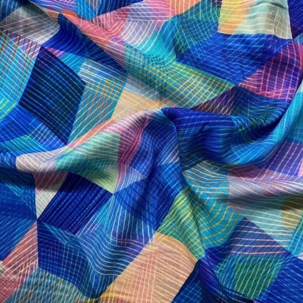 Chroma Blue Rayon Fabric | Rachel Parker | 1.5m REMNANT