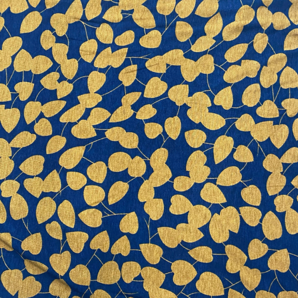 Navy Cherry Leaves Viscose Jersey - Image 2