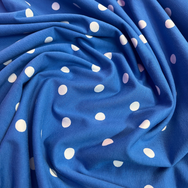 Blue Jersey Polka Dot