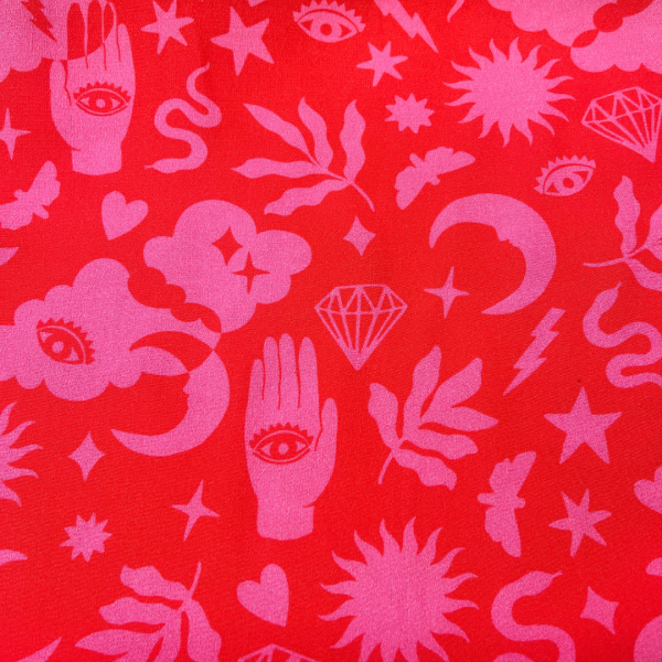 Rune Viscose Crepe - Pink & Red